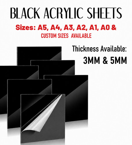 Black perspex acrylic sheet - black,